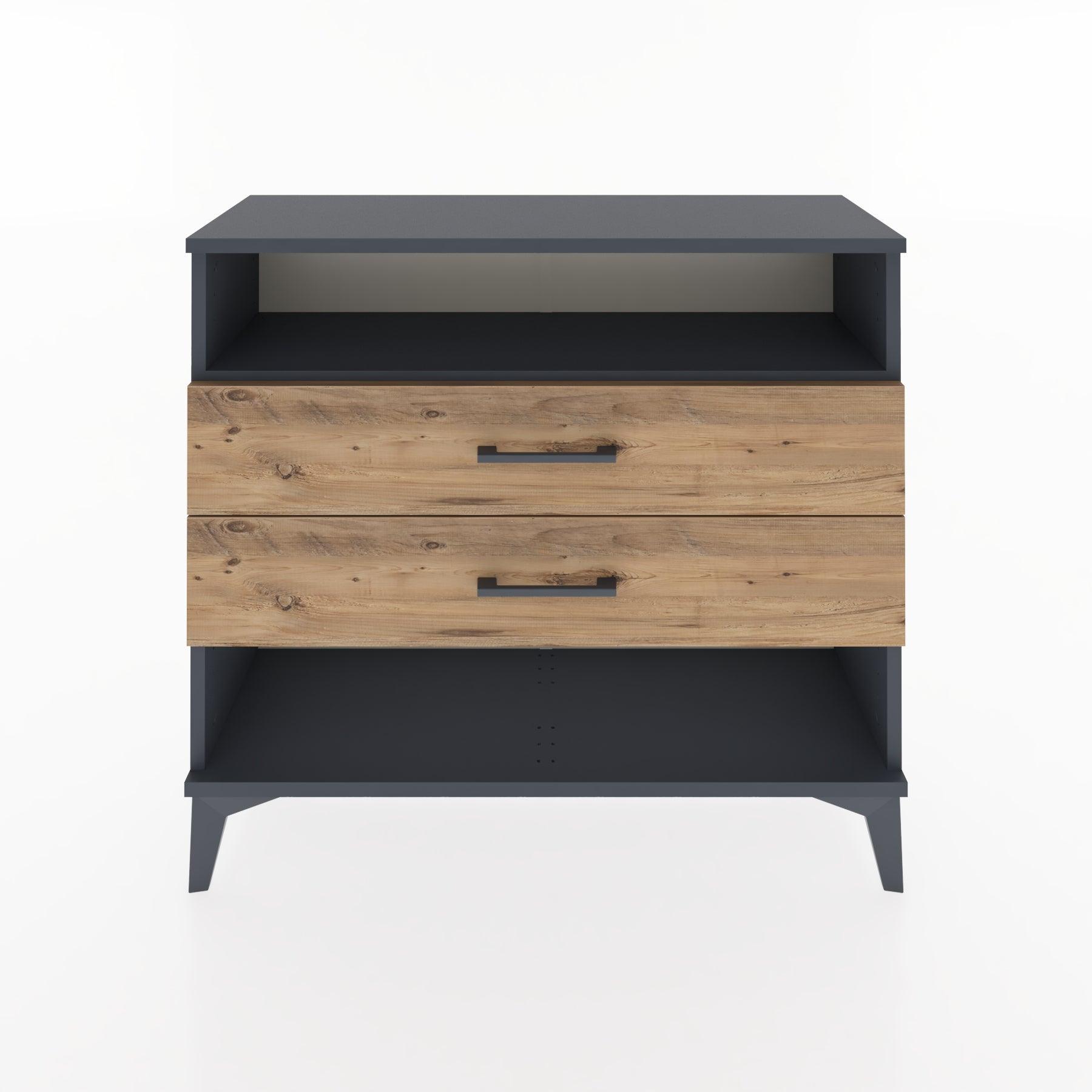 Woodntry Modüler Şifonyer İki Çekmeceli V3 88x30x68 cm Antrasit - Woodntry