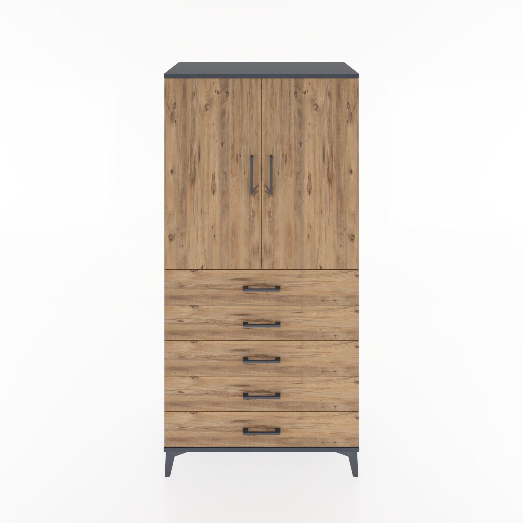 Woodntry Modular Cabinet Anthracite 88x44x170 cm with Doors and Drawers KC4-2