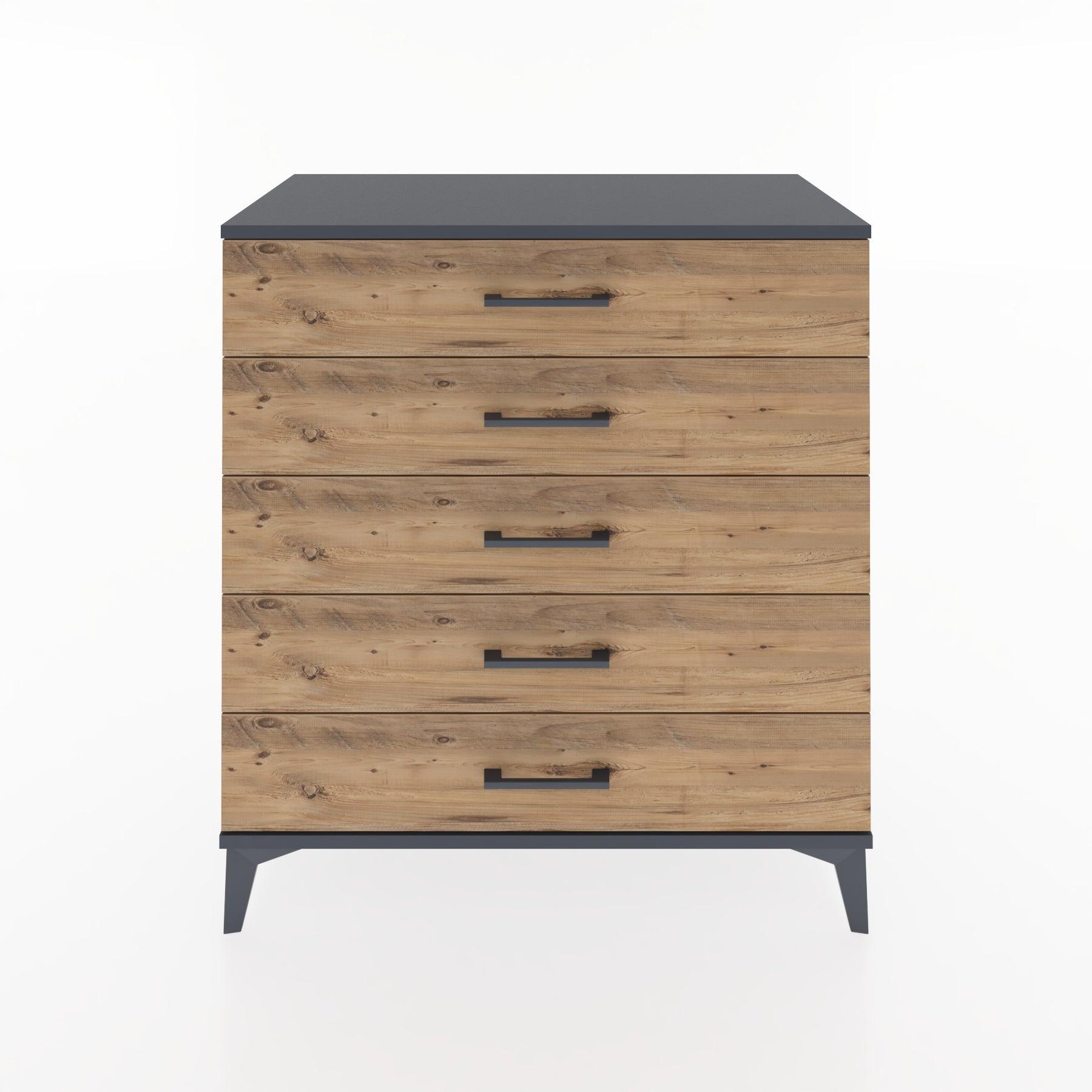 Woodntry Modüler Şifonyer Antrasit 88x44x84 cm Çekmeceli C9-2