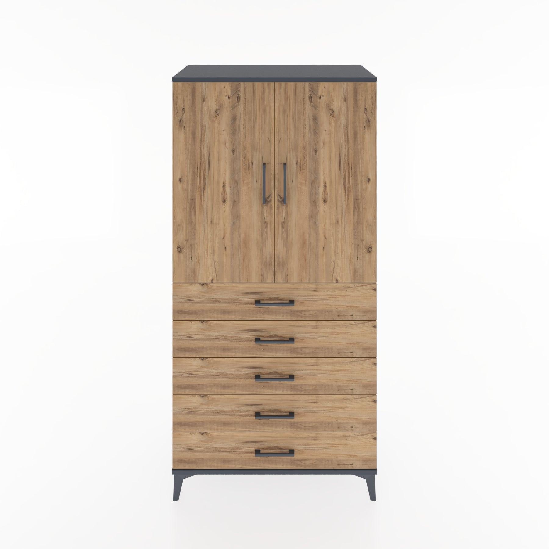 Woodntry Modular Cabinet Anthracite 88x44x170 cm with Doors and Drawers KC26-2