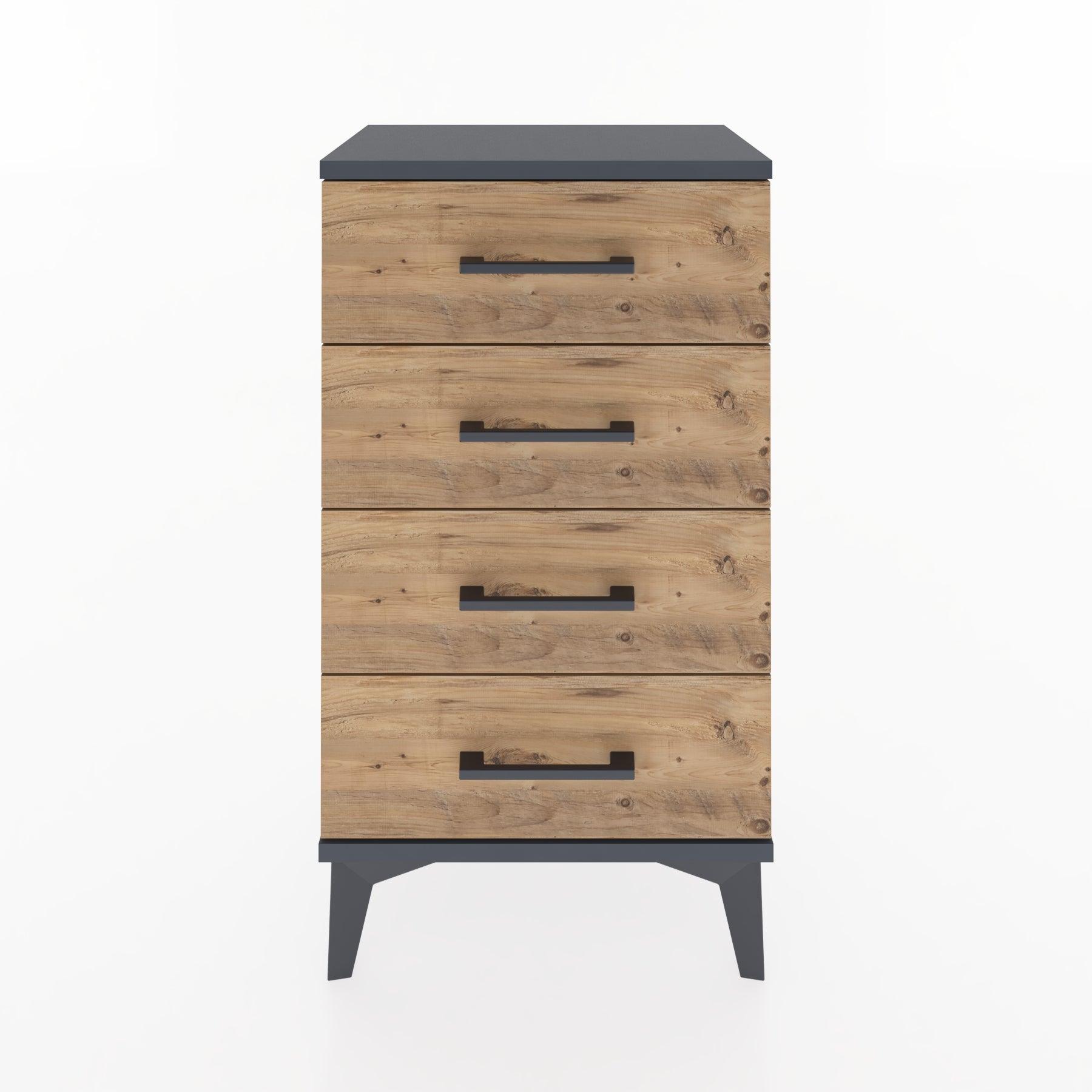 Woodntry Modüler Komodin 4 Çekmeceli 44x30x68 cm Antrasit - Woodntry