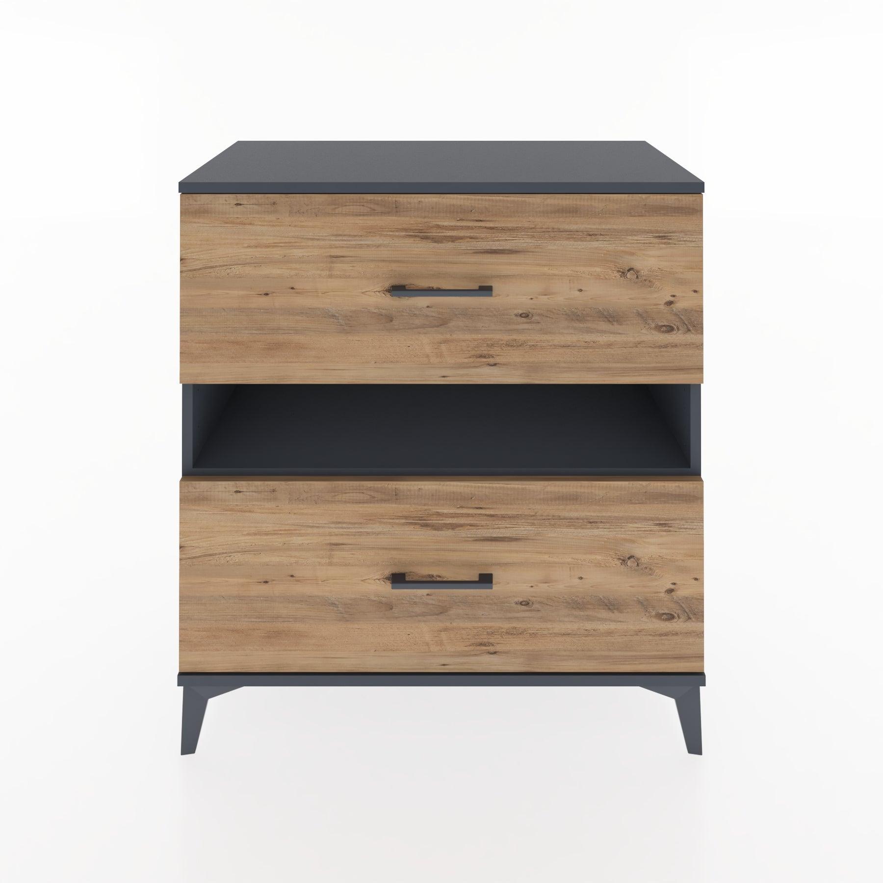 Woodntry Modüler Şifonyer Antrasit 88x44x84 cm Çekmeceli ve Raflı CR2-2