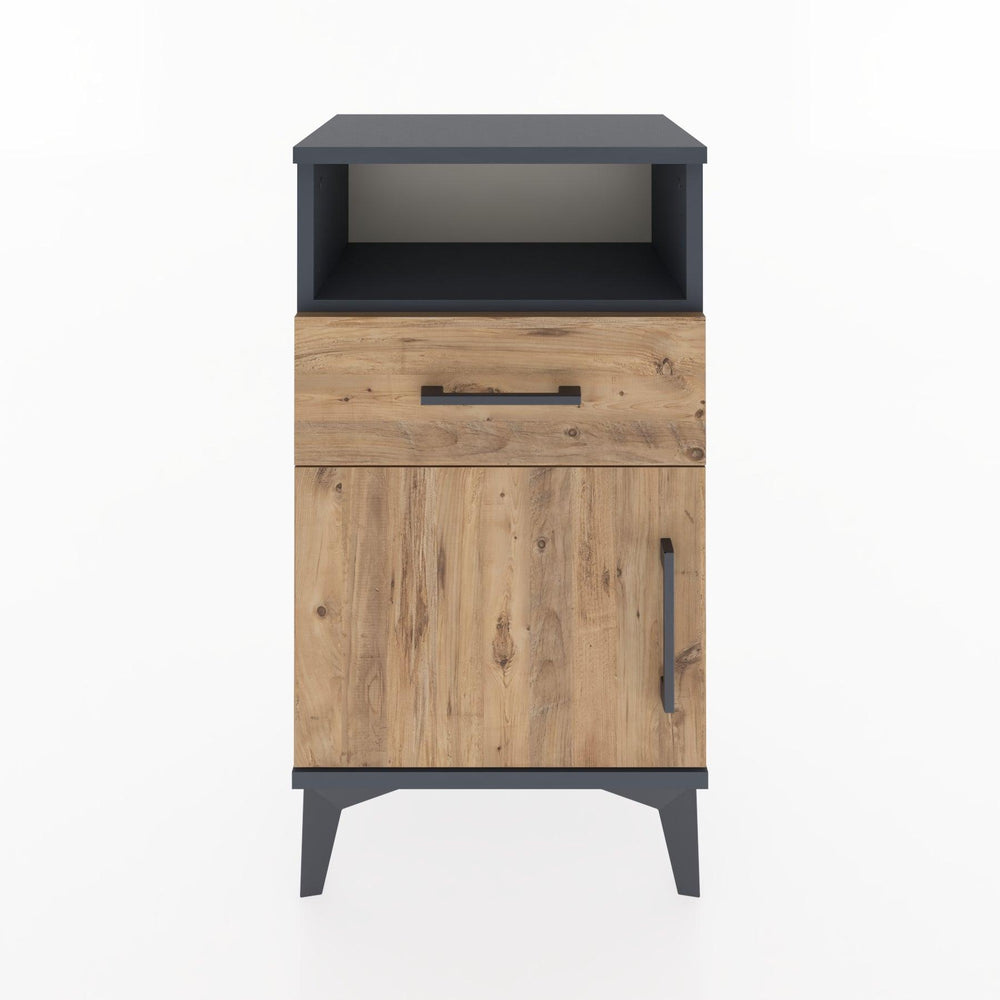 Woodntry Modüler Komodin Raf Çekmece Kapaklı 44x30x68 cm Antrasit - Woodntry