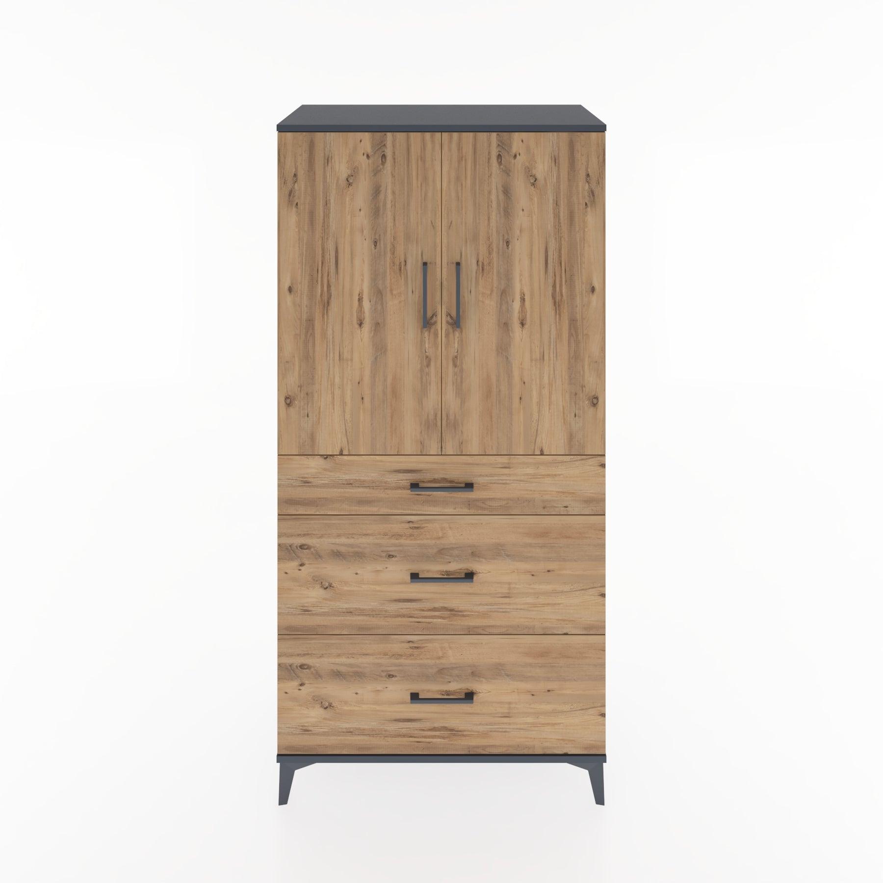 Woodntry Modular Cabinet Anthracite 88x44x170 cm with Doors and Drawers KC20-2
