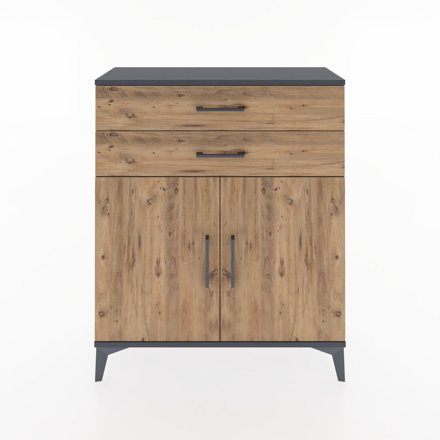 Woodntry Modüler Şifonyer Antrasit 88x30x94 cm Kapaklı ve Çekmeceli KC3-2