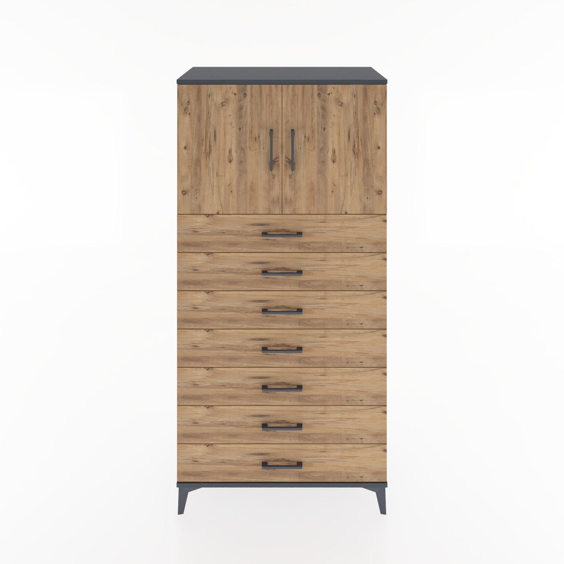 Woodntry Modular Cabinet Anthracite 88x44x170 cm with Doors and Drawers KC2-2
