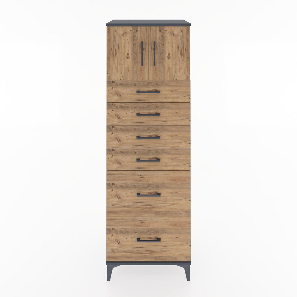 Woodntry Modular Cabinet Anthracite 60x44x170 cm with Doors and Drawers KC17-2