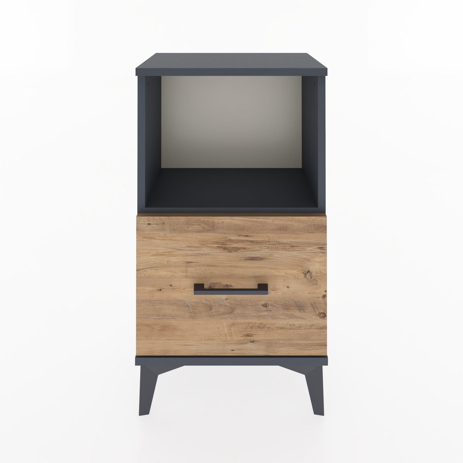 Woodntry Modüler Komodin Tek Çekmece ve Raflı V2 44x30x68 cm Antrasit - Woodntry