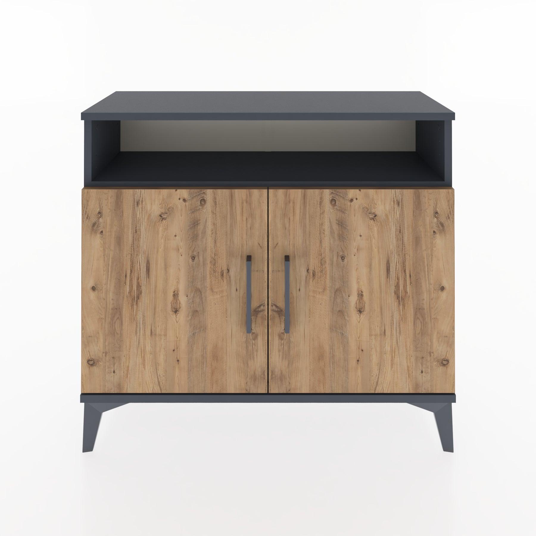 Woodntry Modüler Şifonyer Raf ve İki Kapaklı V1 88x30x68 cm Antrasit - Woodntry