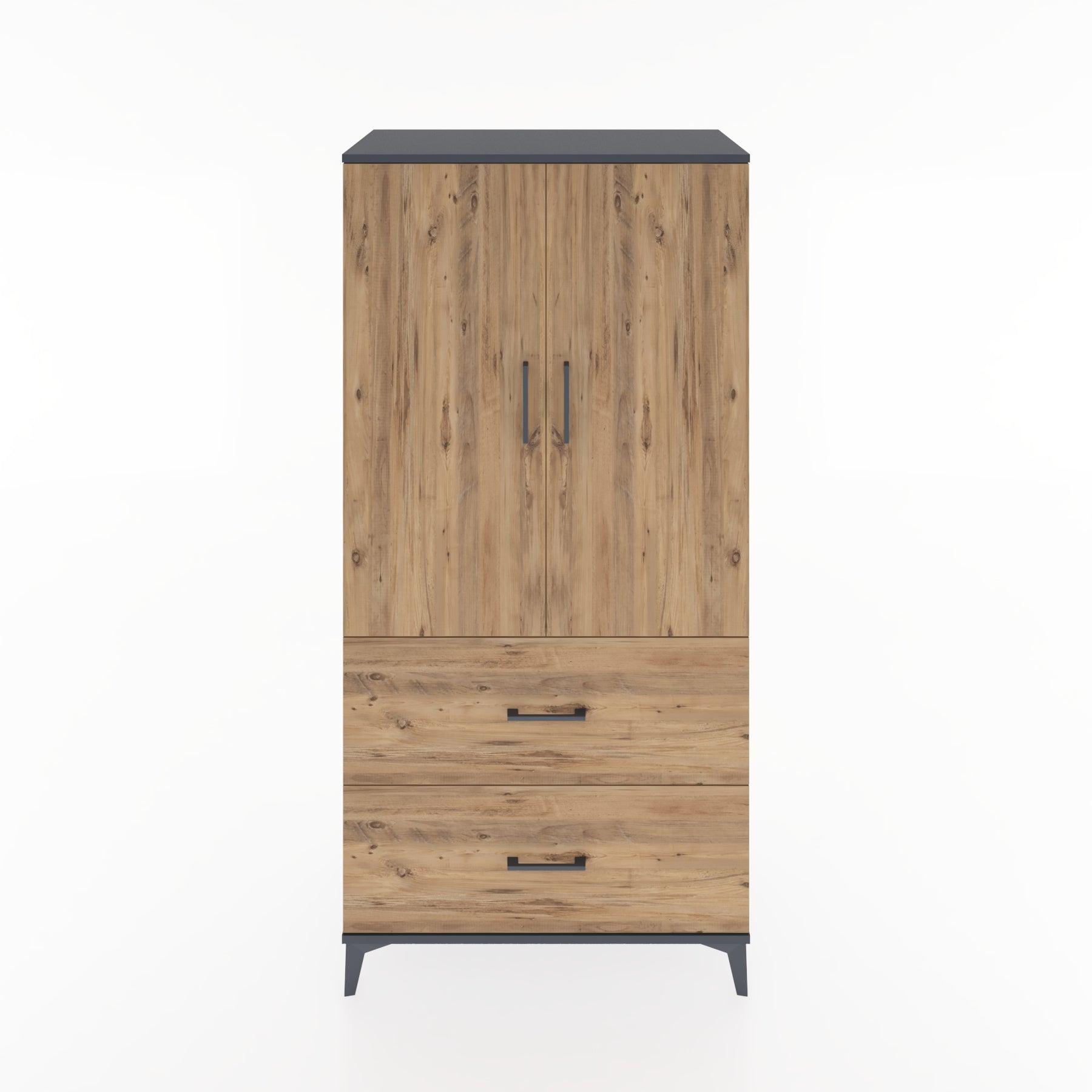 Woodntry Modular Cabinet Anthracite 88x44x170 cm with Doors and Drawers KC21-2
