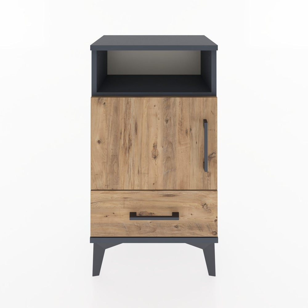 Woodntry Modüler Komodin Raf Kapak Çekmeceli 44x30x68 cm Antrasit - Woodntry