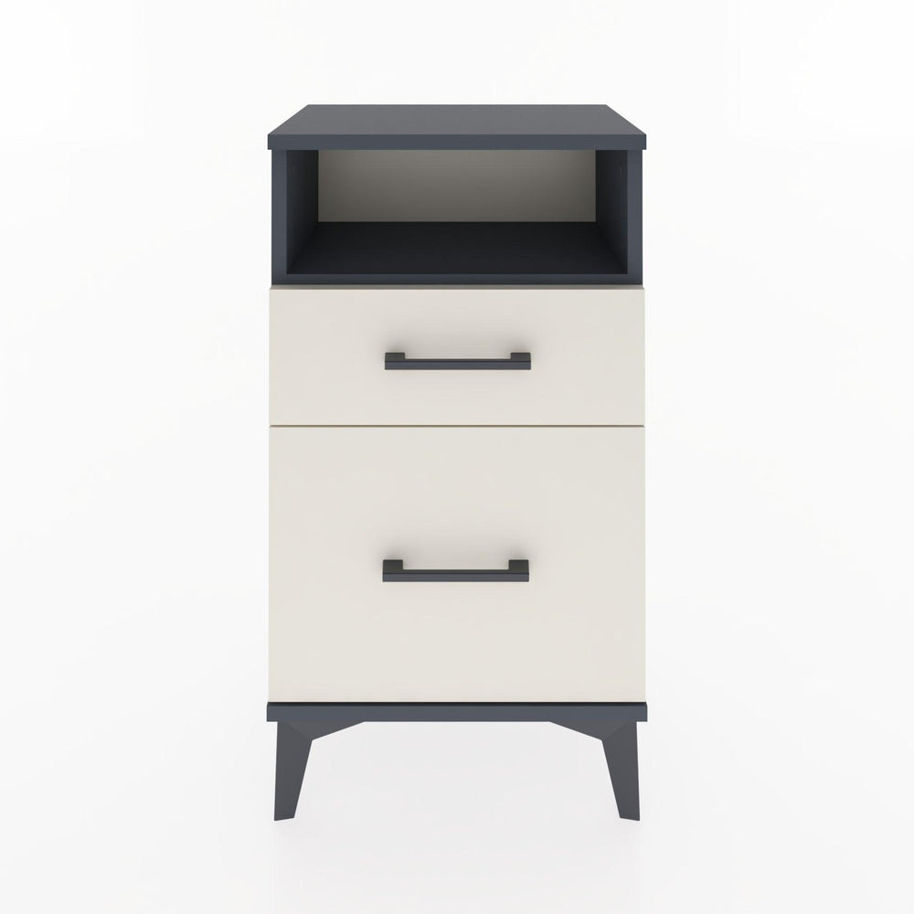 Woodntry Modüler Komodin 2 Çekmece ve Raflı V3 44x30x68 cm Antrasit - Woodntry