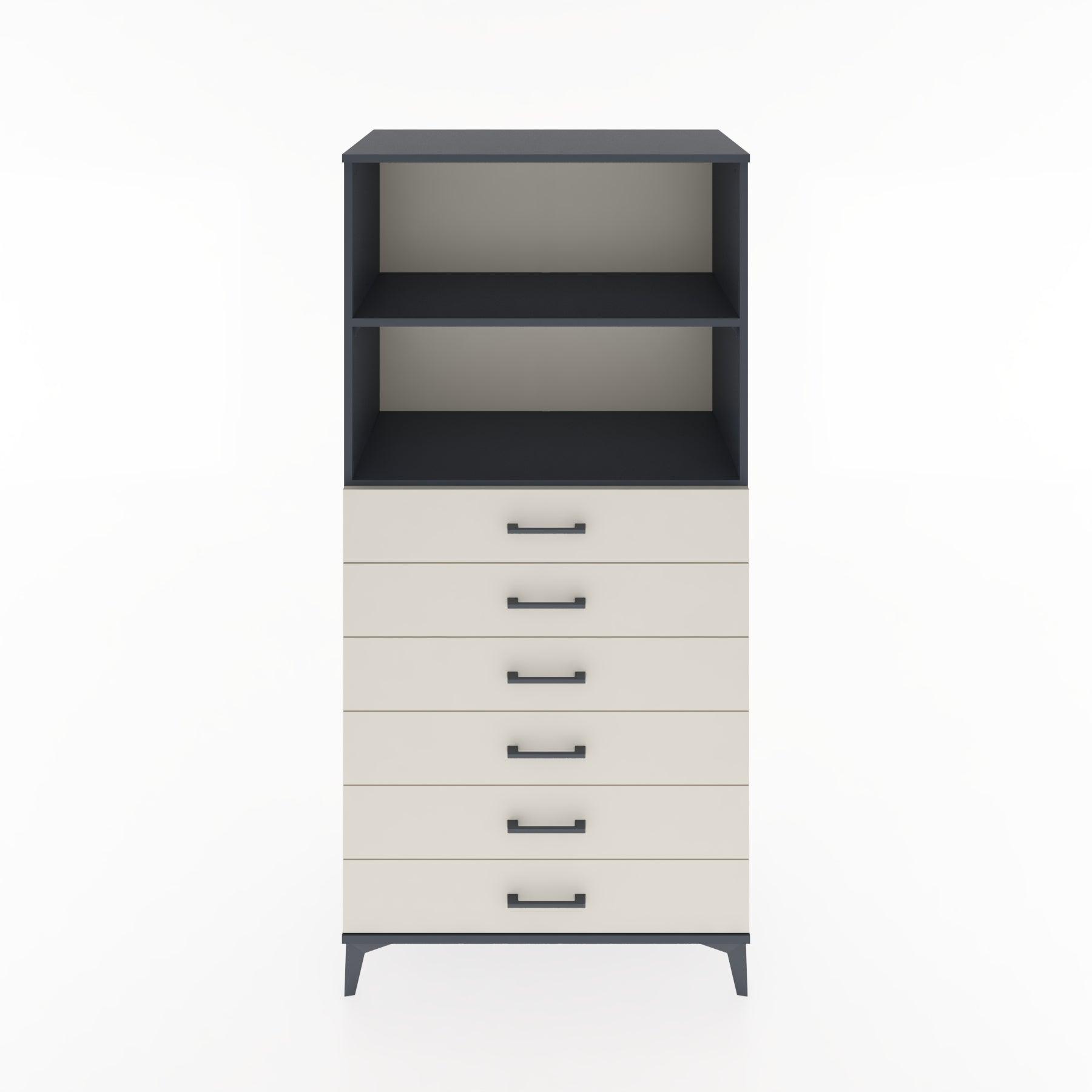 Woodntry Modular Cabinet Anthracite 88x44x170 cm with Drawers and Shelves CR34-2