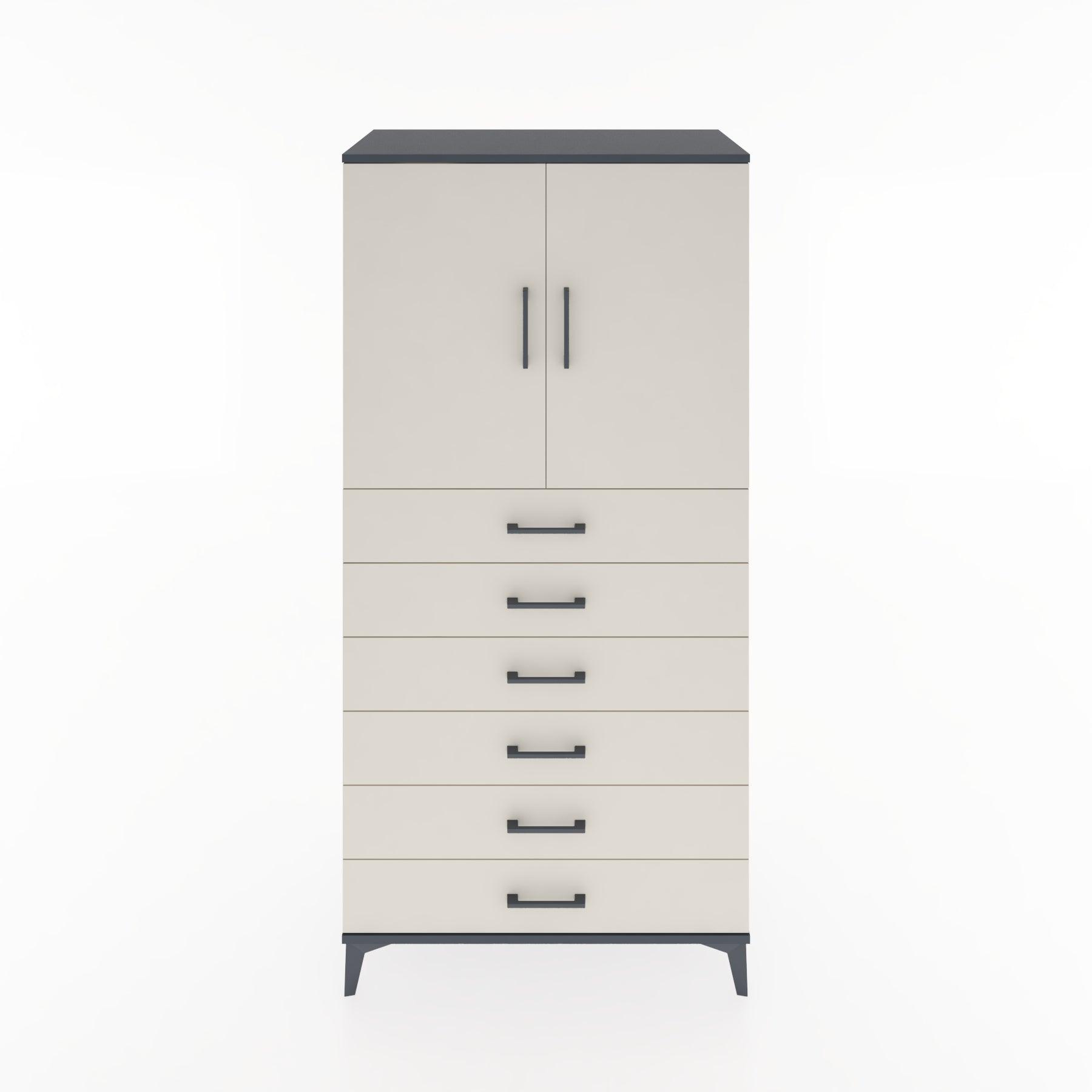 Woodntry Modular Cabinet Anthracite 88x44x170 cm with Doors and Drawers KC3-2