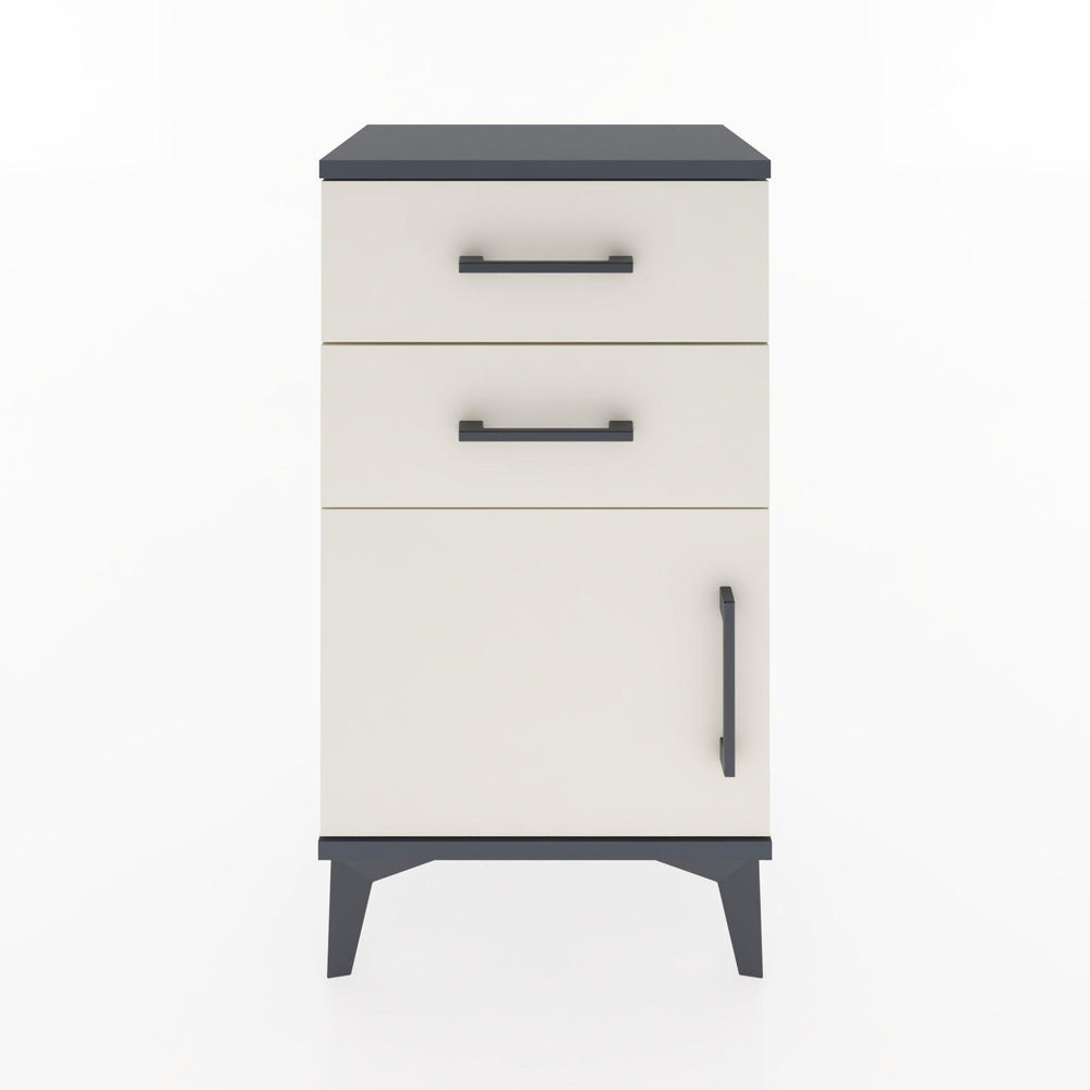 Woodntry Modüler Komodin İki Çekmece ve Kapaklı 44x30x68 cm Antrasit - Woodntry