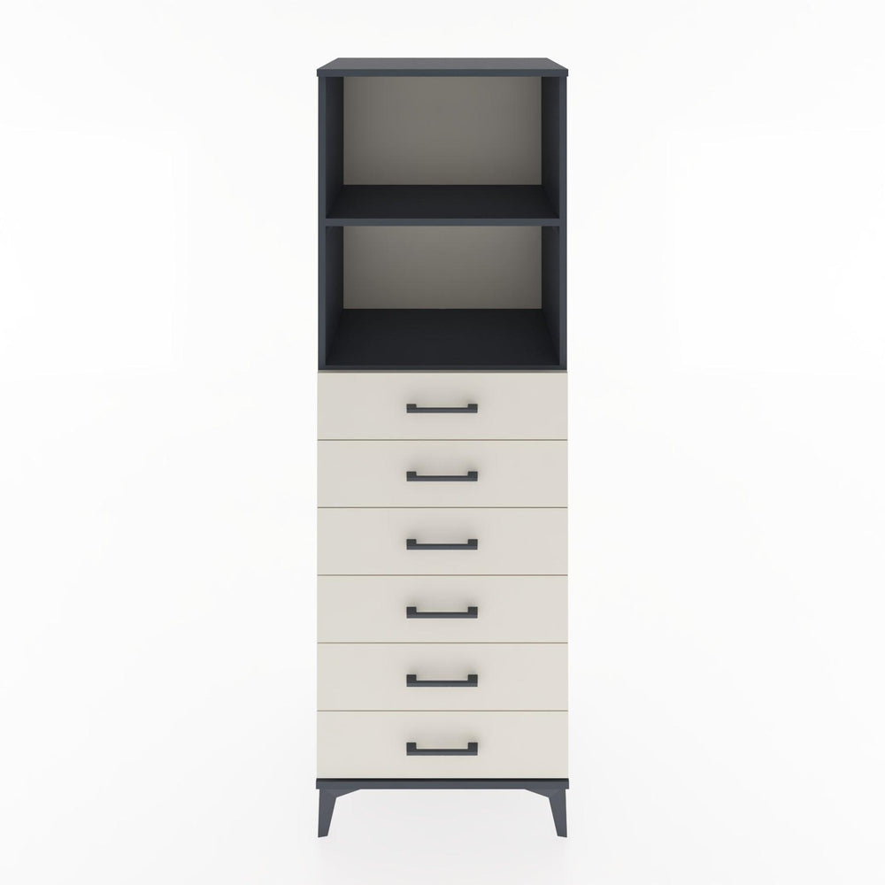 Woodntry Modüler Dolap Antrasit 60x44x170 cm Çekmeceli ve Raflı CR34-2