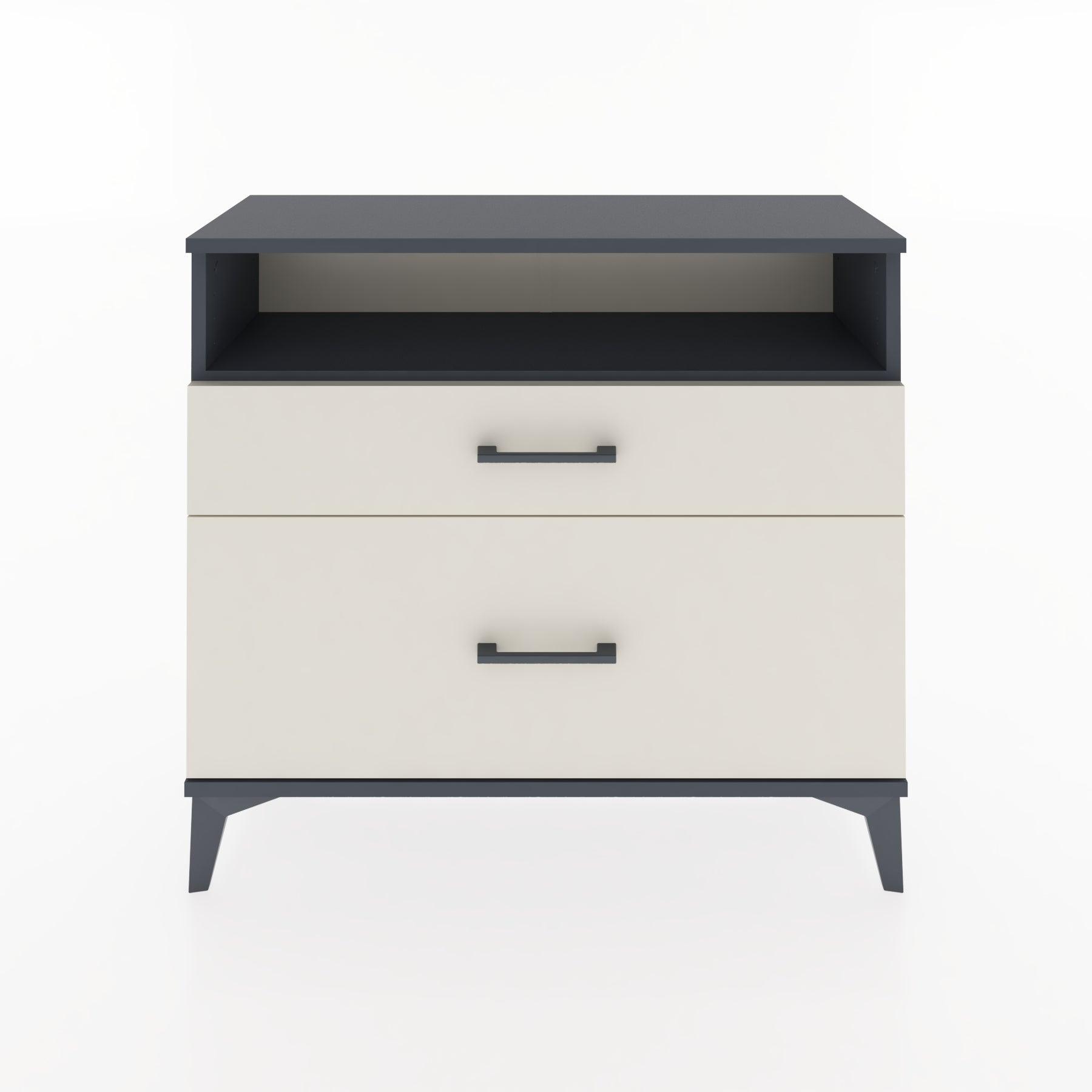 Woodntry Modüler Şifonyer İki Çekmeceli V6 88x30x68 cm Antrasit - Woodntry