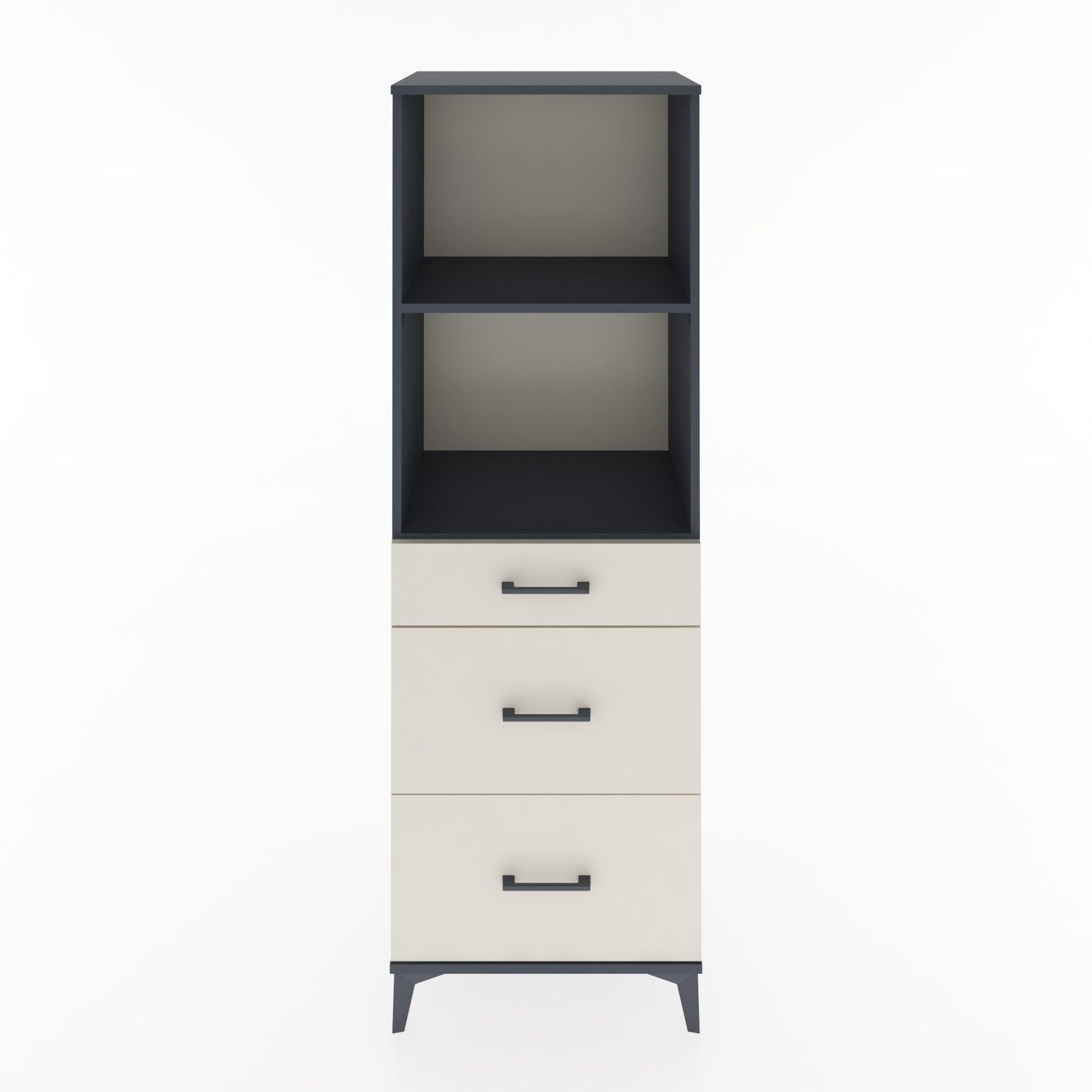 Woodntry Modüler Dolap Antrasit 60x44x170 cm Çekmeceli ve Raflı CR47-2
