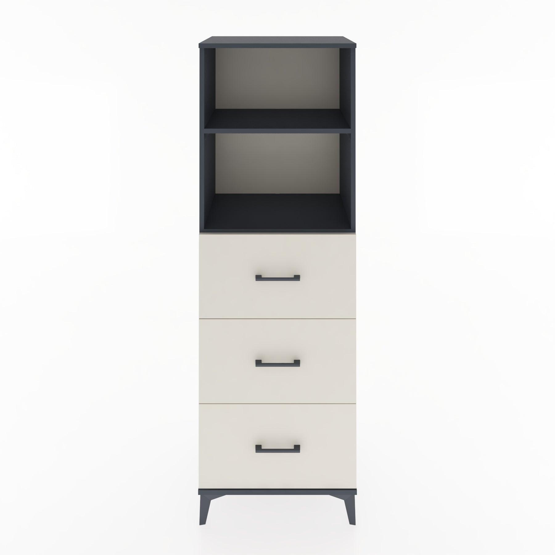 Woodntry Modüler Dolap Antrasit 60x44x170 cm Çekmeceli ve Raflı CR51-2