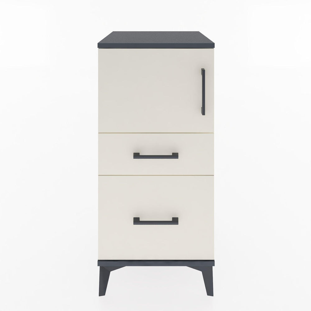 Woodntry Modüler Komodin Antrasit 44x44x84 cm Kapaklı ve Çekmeceli KC45-2