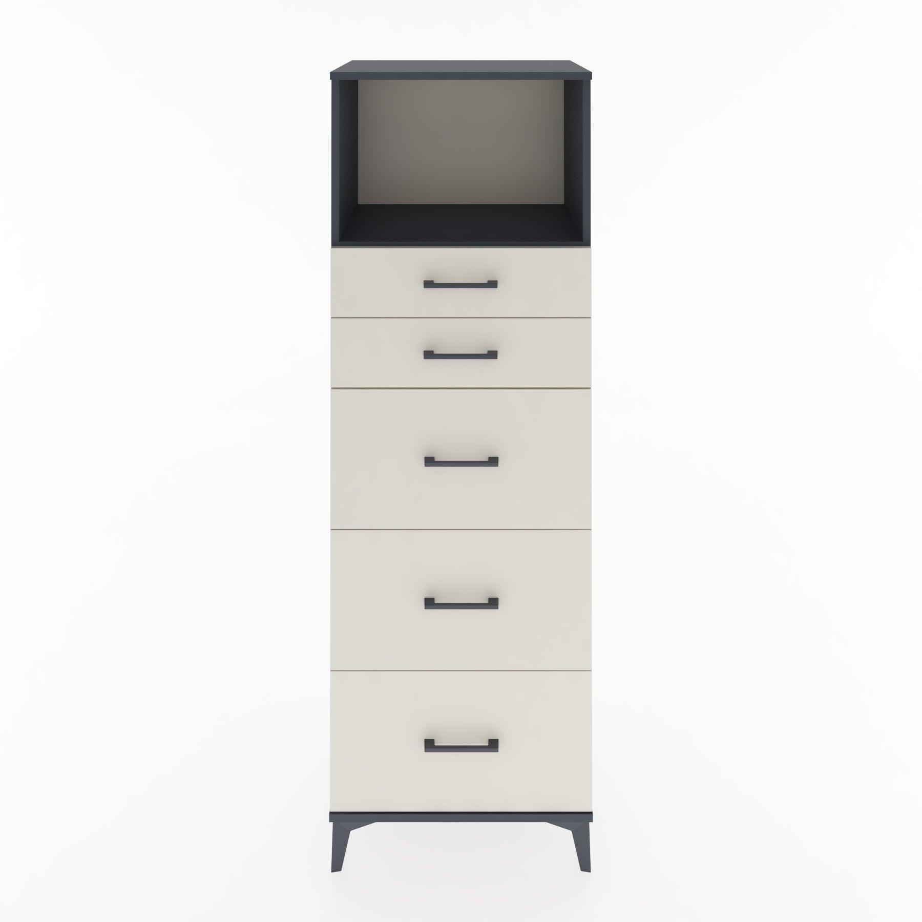 Woodntry Modüler Dolap Antrasit 60x44x170 cm Çekmeceli ve Raflı CR49-2