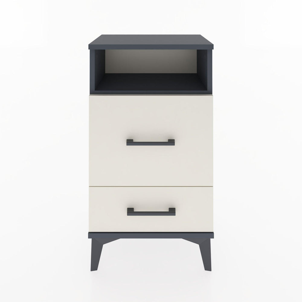 Woodntry Modüler Komodin 2 Çekmece ve Raflı V4 44x30x68 cm Antrasit - Woodntry