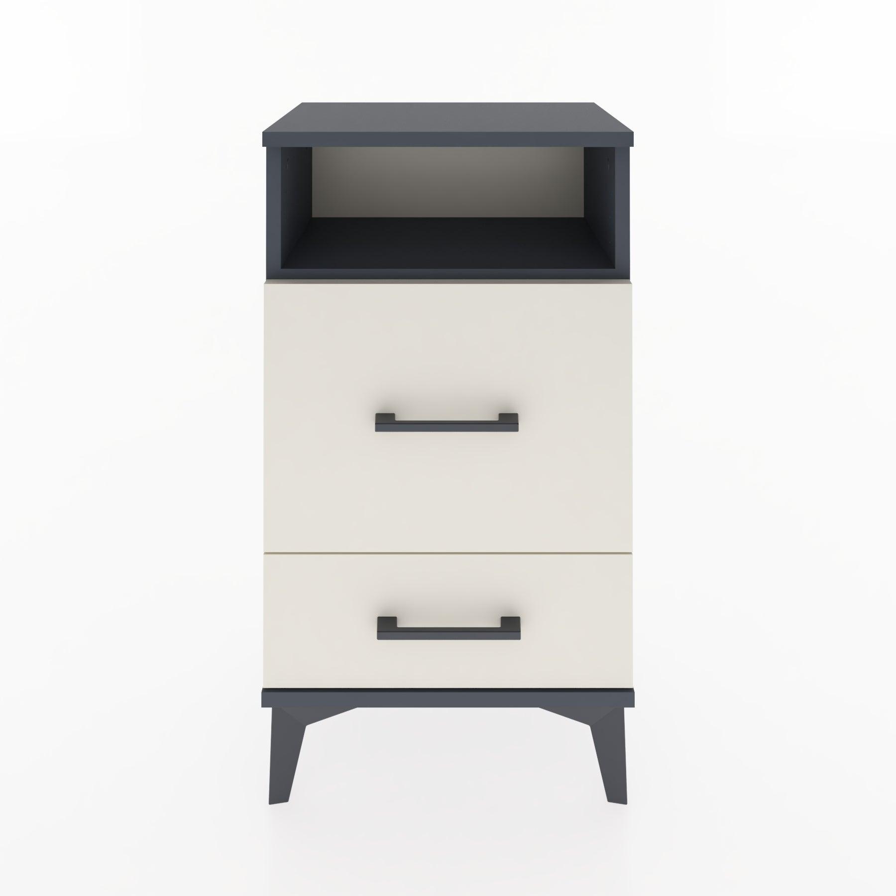 Woodntry Modüler Komodin 2 Çekmece ve Raflı V4 44x30x68 cm Antrasit - Woodntry