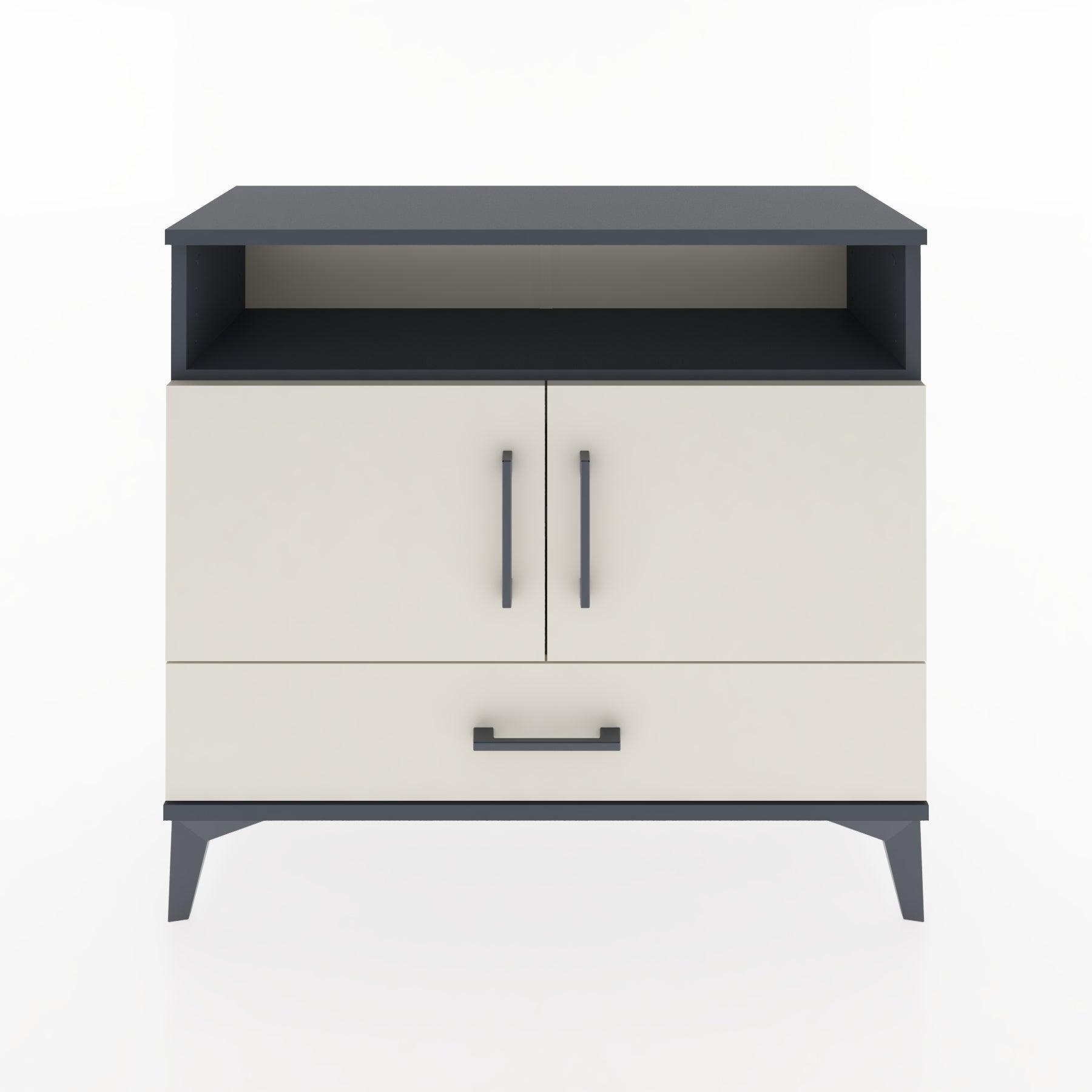 Woodntry Modüler Şifonyer Raf Kapak Çekmeceli 88x30x68 cm Antrasit - Woodntry