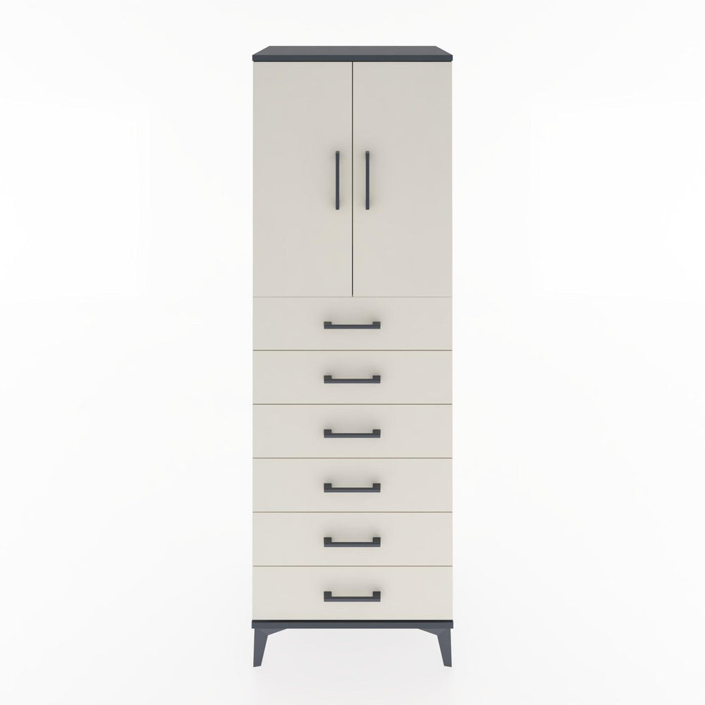 Woodntry Modüler Dolap Antrasit 60x44x170 cm Kapaklı ve Çekmeceli KC3-2