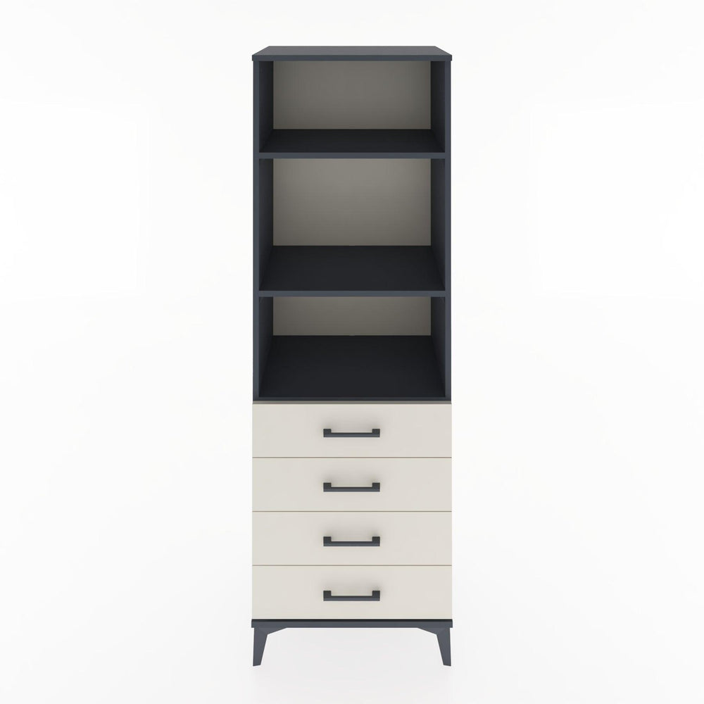 Woodntry Modüler Dolap Antrasit 60x44x170 cm Çekmeceli ve Raflı CR36-2