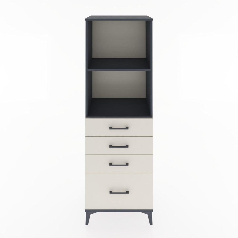 Woodntry Modüler Dolap Antrasit 60x44x170 cm Çekmeceli ve Raflı CR41-2