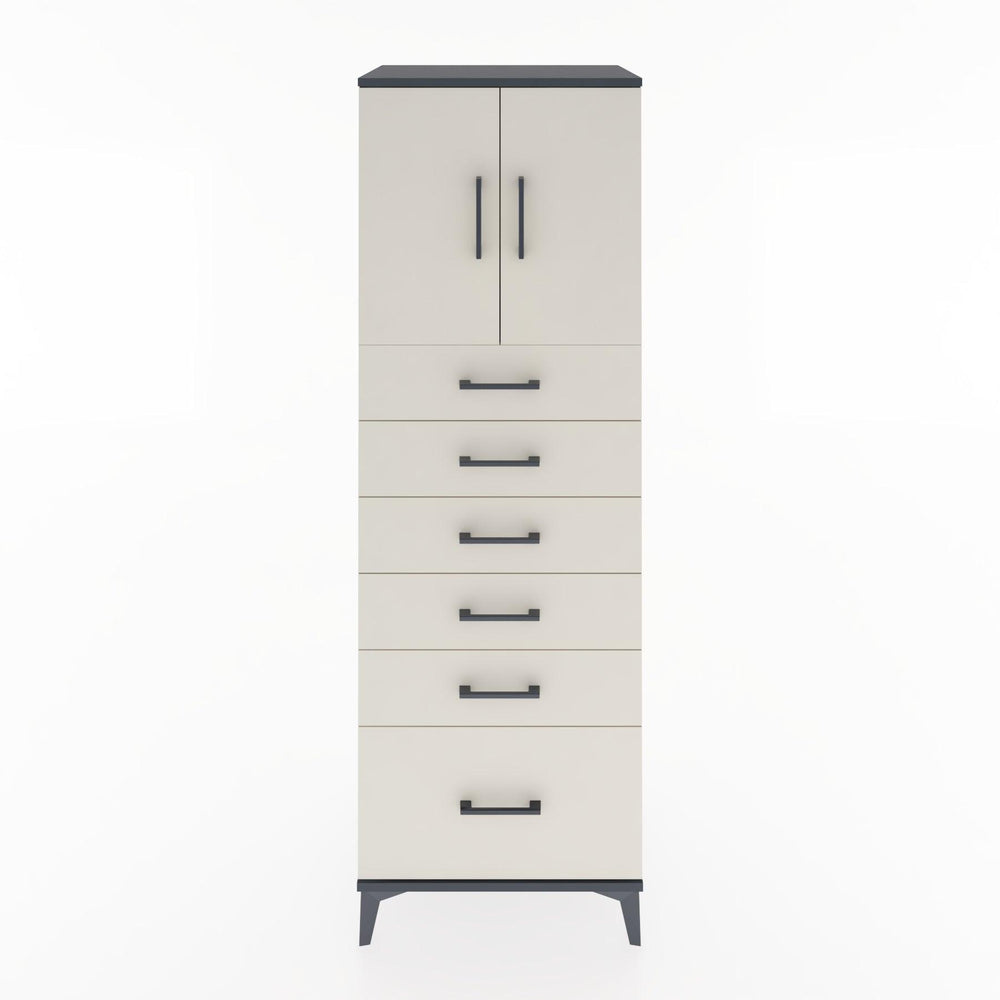 Woodntry Modüler Dolap Antrasit 60x44x170 cm Kapaklı ve Çekmeceli KC11-2