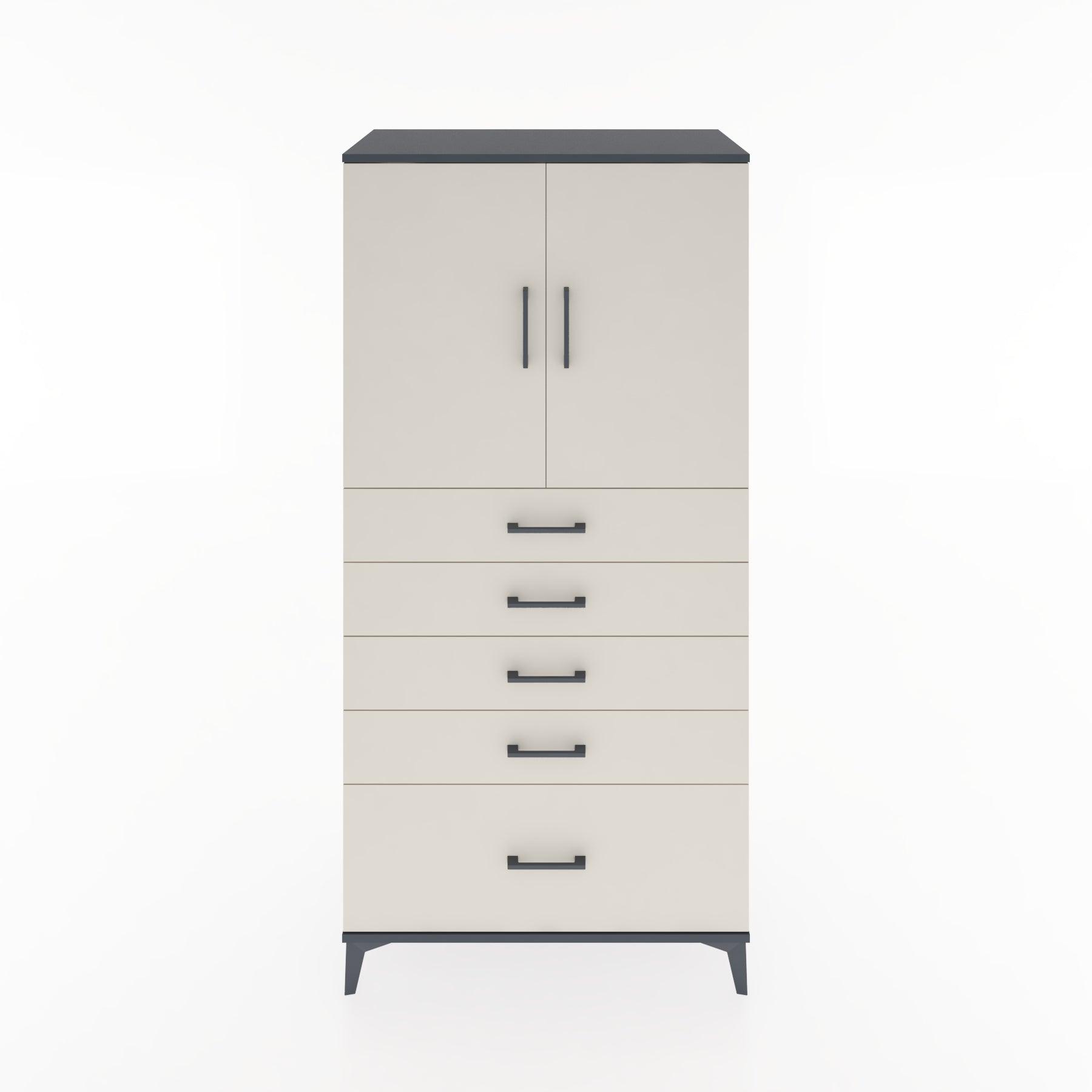 Woodntry Modular Cabinet Anthracite 88x44x170 cm with Doors and Drawers KC12-2