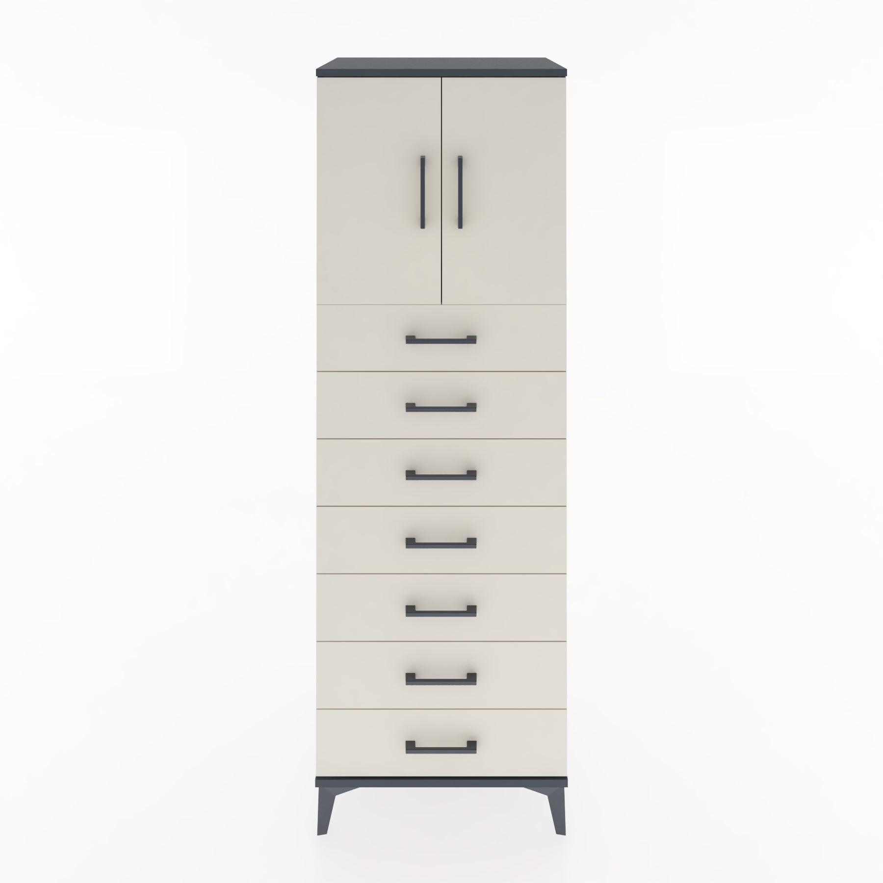 Woodntry Modüler Dolap Antrasit 60x44x170 cm Kapaklı ve Çekmeceli KC2-2