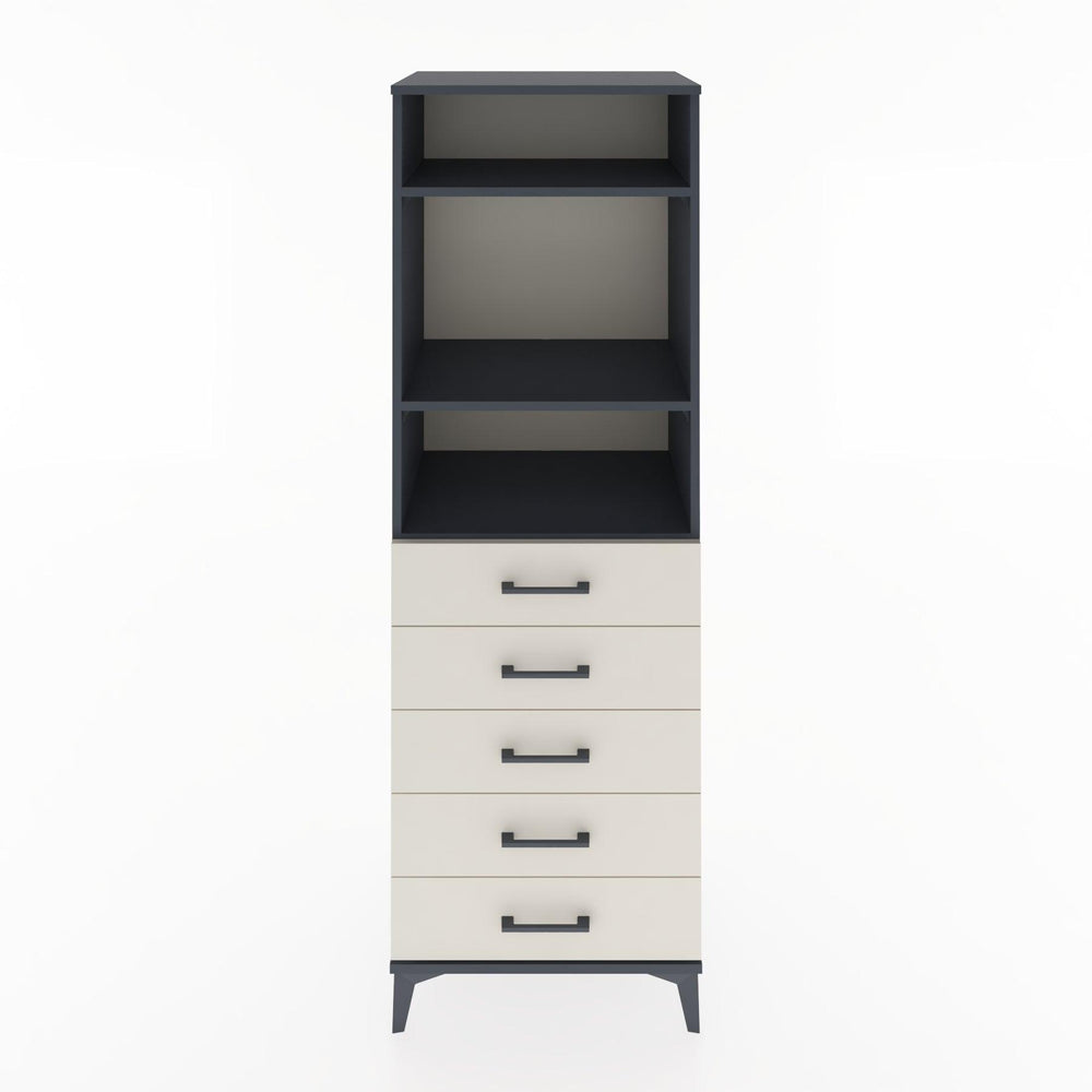 Woodntry Modüler Dolap Antrasit 60x44x170 cm Çekmeceli ve Raflı CR35-2