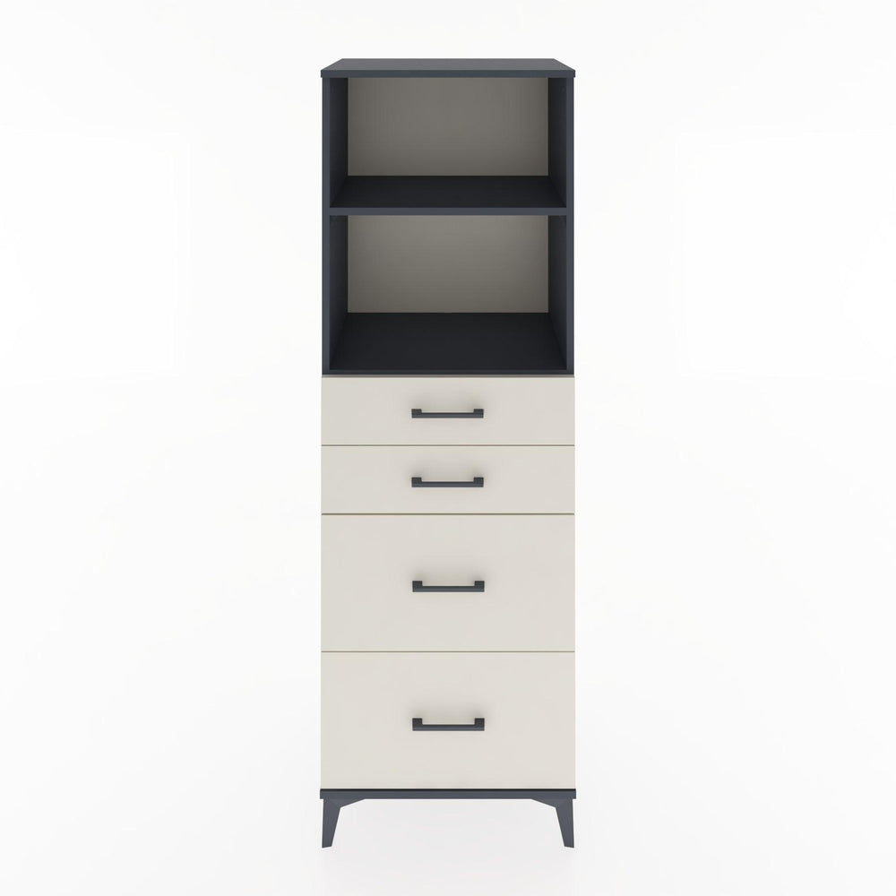 Woodntry Modüler Dolap Antrasit 60x44x170 cm Çekmeceli ve Raflı CR46-2