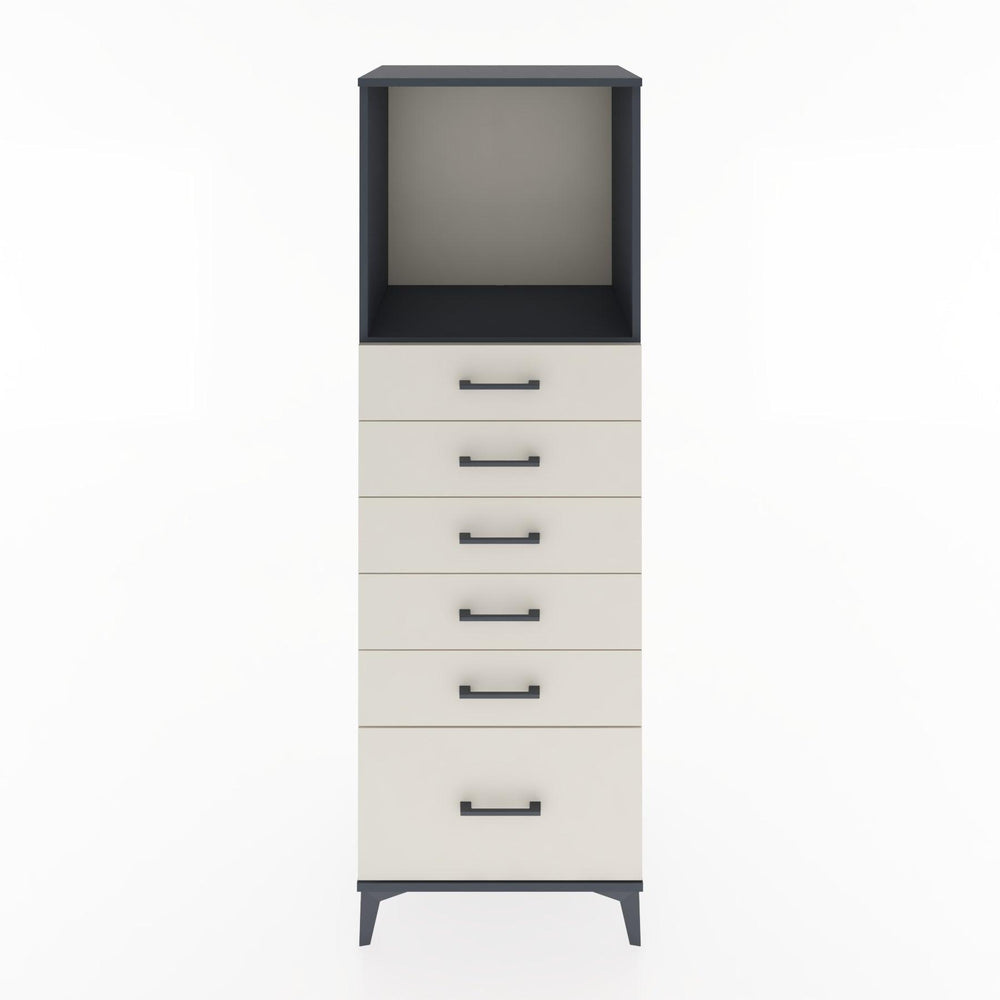 Woodntry Modüler Dolap Antrasit 60x44x170 cm Çekmeceli ve Raflı CR39-2