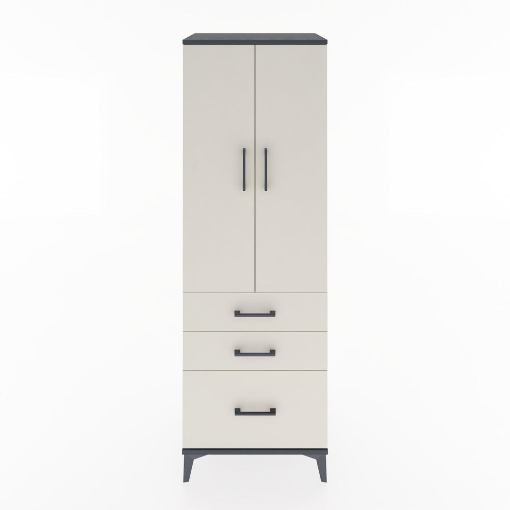 Woodntry Modüler Dolap Antrasit 60x44x170 cm Kapaklı ve Çekmeceli KC14-2