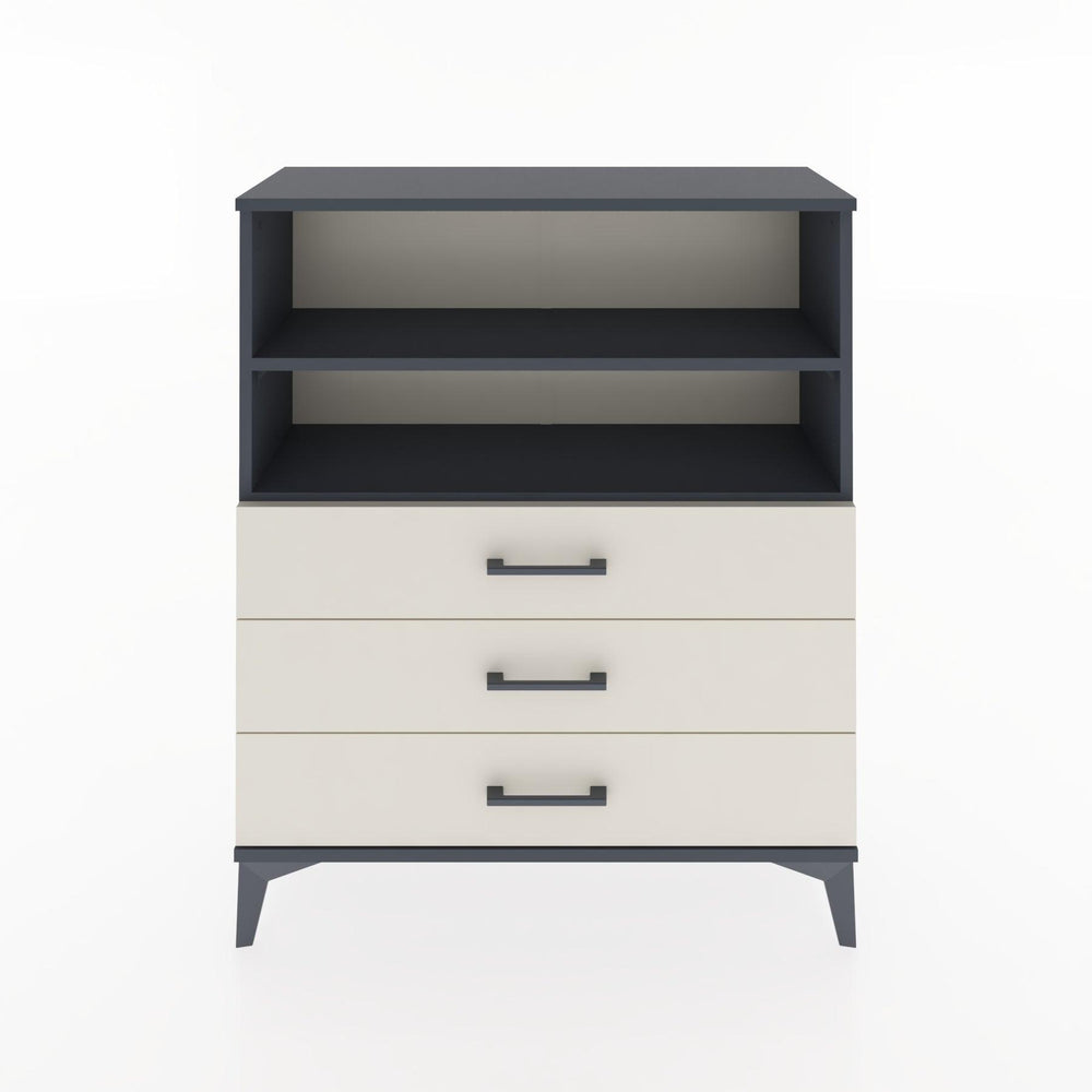 Woodntry Modüler Şifonyer Antrasit 88x30x94 cm Çekmeceli ve Raflı CR18-2