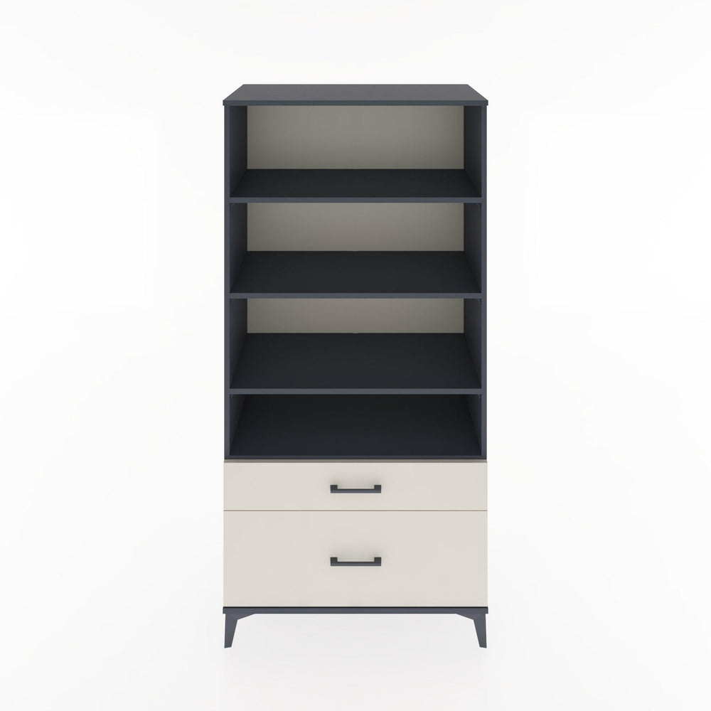 Woodntry Modüler Dolap Antrasit 88x44x170 cm Çekmeceli ve Raflı CR43-2