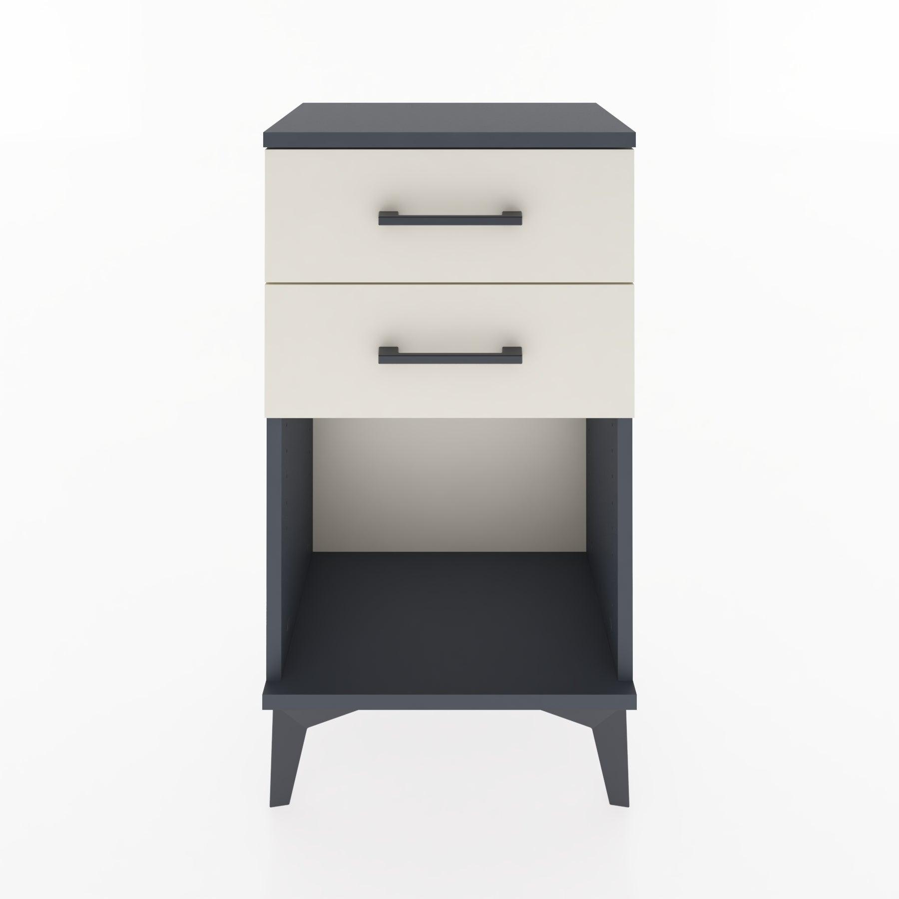 Woodntry Modüler Komodin 2 Çekmece ve Raflı V1 44x30x68 cm Antrasit - Woodntry