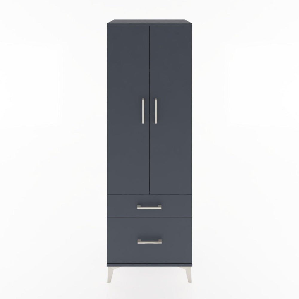 Woodntry Modüler Dolap Antrasit 60x44x170 cm Kapaklı ve Çekmeceli KC15-2