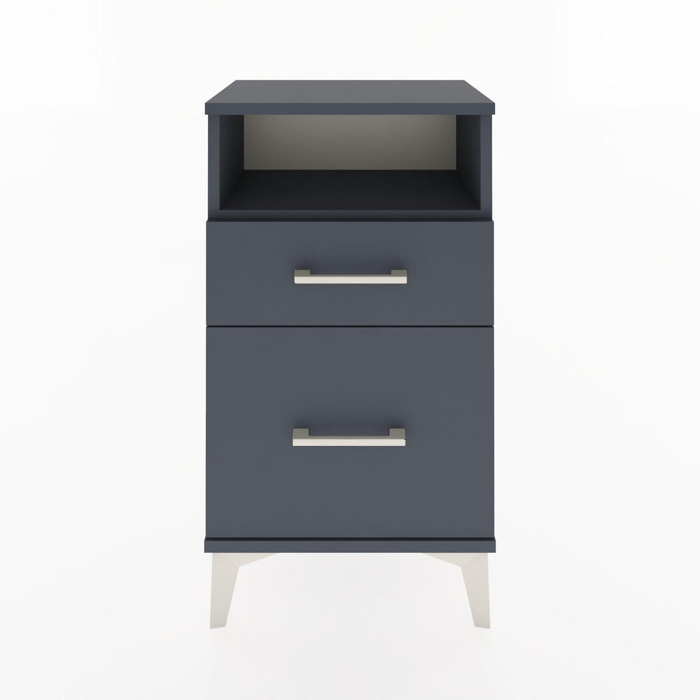 Woodntry Modüler Komodin 2 Çekmece ve Raflı V3 44x30x68 cm Antrasit - Woodntry