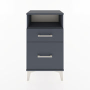 Woodntry Modüler Komodin 2 Çekmece ve Raflı V3 44x30x68 cm Antrasit - Woodntry