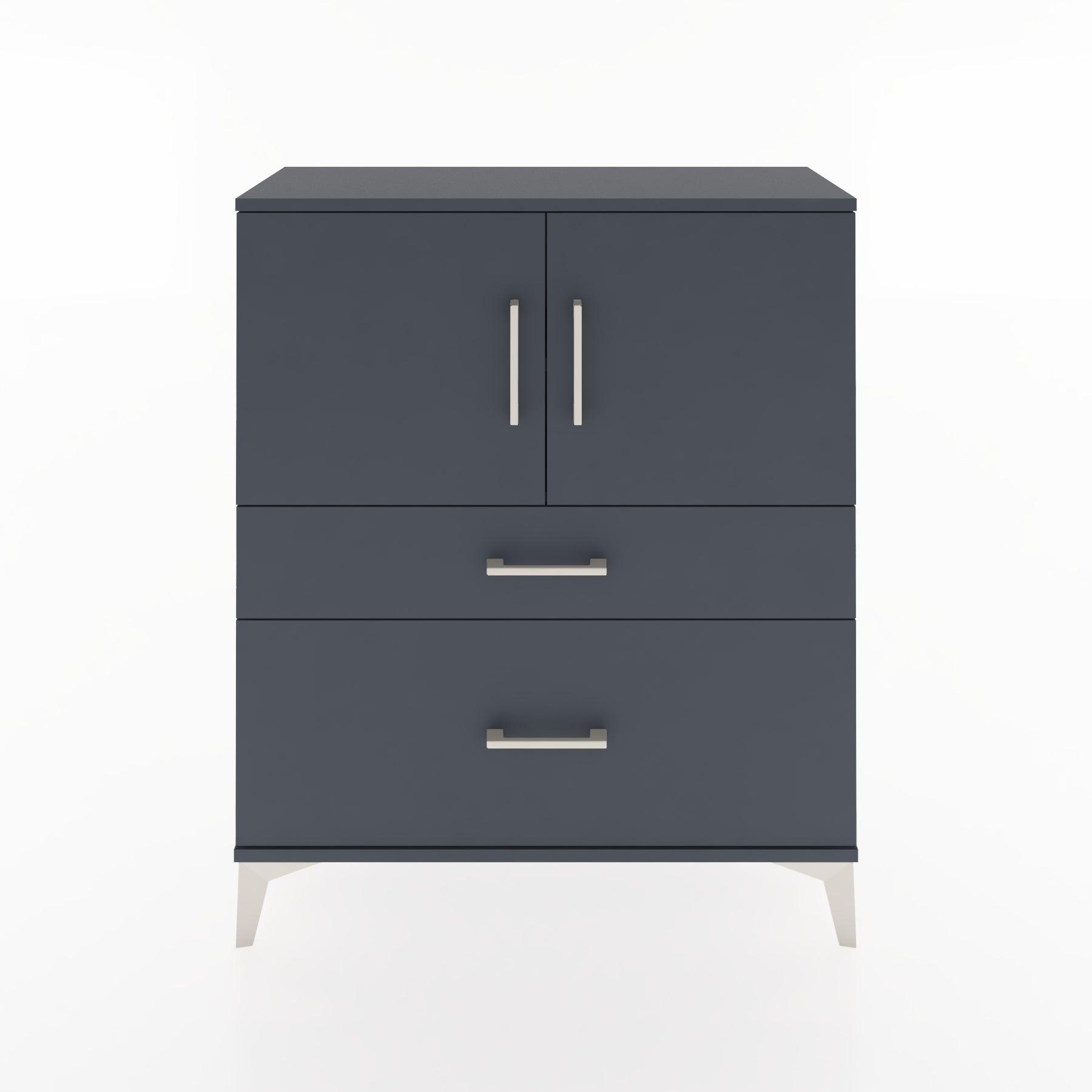 Woodntry Modüler Şifonyer Antrasit 88x30x94 cm Kapaklı ve Çekmeceli KC11-2