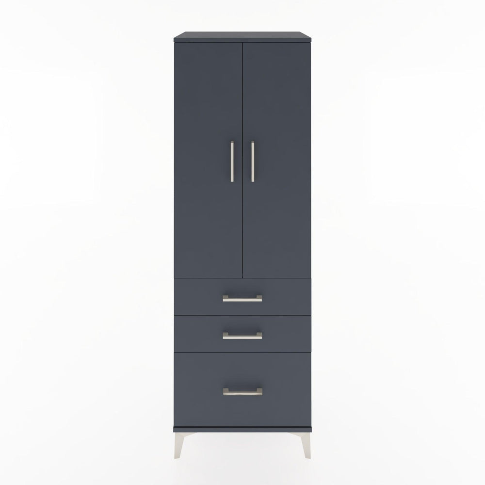 Woodntry Modüler Dolap Antrasit 60x44x170 cm Kapaklı ve Çekmeceli KC14-2