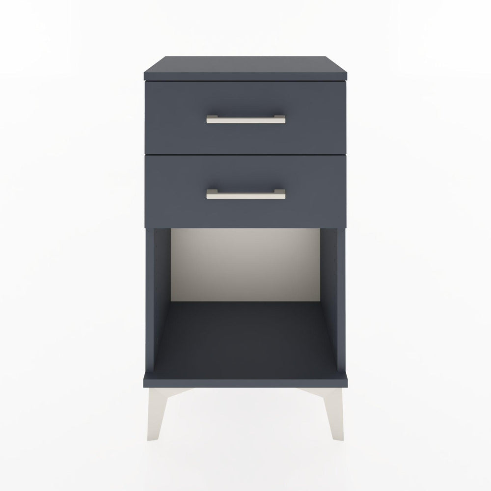 Woodntry Modüler Komodin 2 Çekmece ve Raflı V1 44x30x68 cm Antrasit - Woodntry