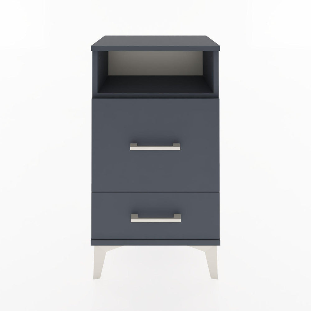 Woodntry Modüler Komodin 2 Çekmece ve Raflı V4 44x30x68 cm Antrasit - Woodntry