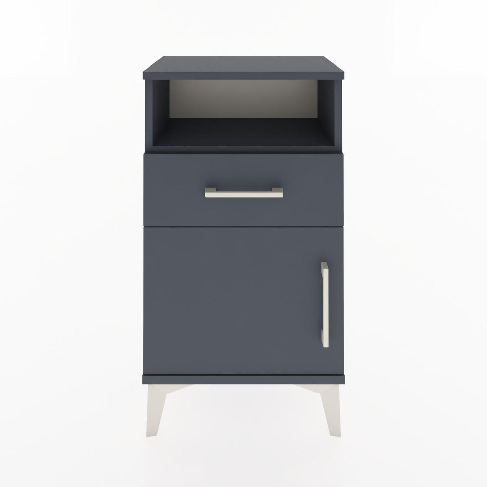 Woodntry Modüler Komodin Raf Çekmece Kapaklı 44x30x68 cm Antrasit - Woodntry