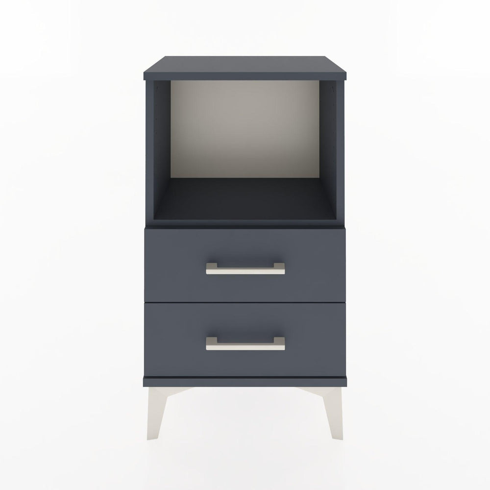 Woodntry Modüler Komodin 2 Çekmece ve Raflı V2 44x30x68 cm Antrasit - Woodntry